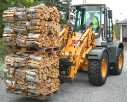 Pallets of firewood on top of each other