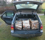 Firewood bundles in trunk of a car 1