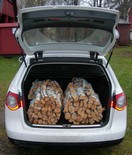 Firewood bundles in trunk of car 2